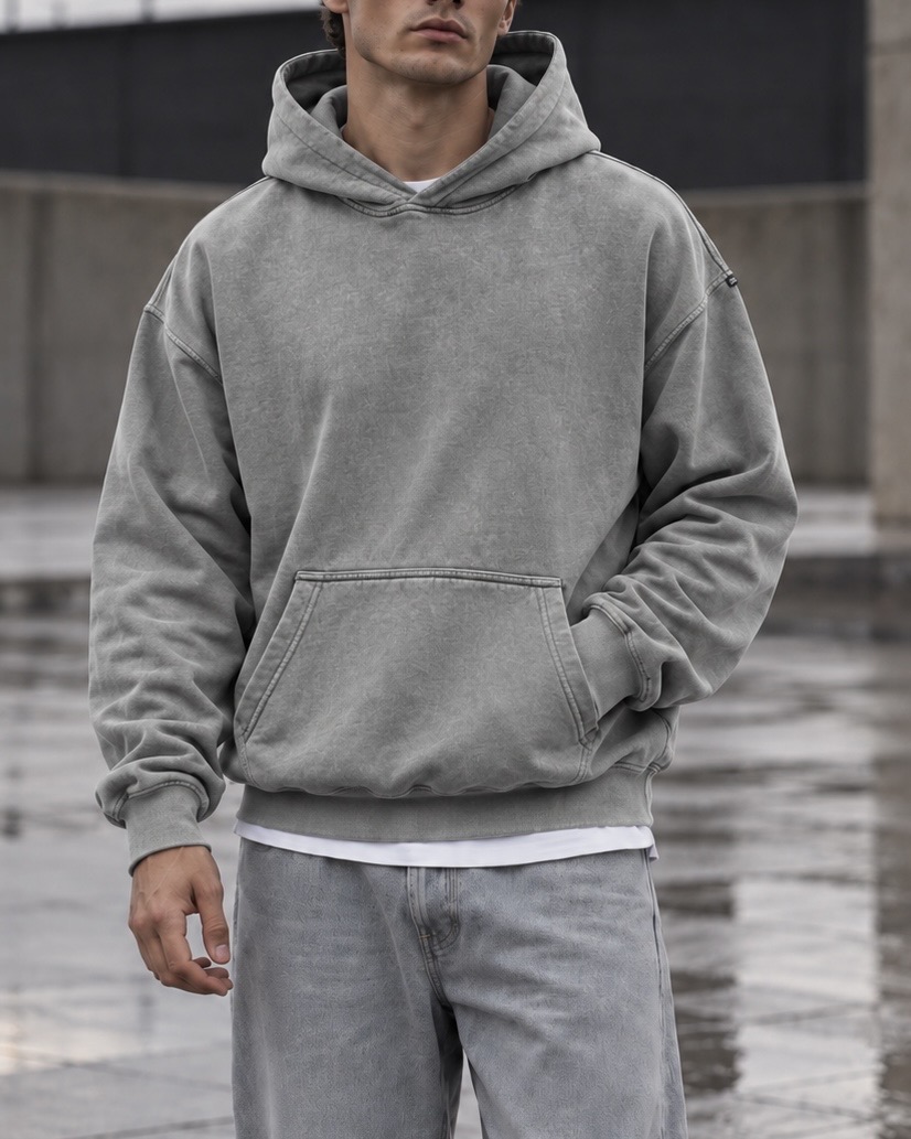 Grey Vintage Wash Pullover Hoodie 2