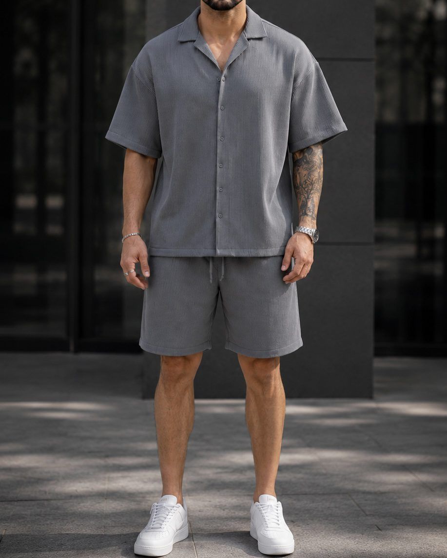 Grey Ribbed Summer Set 1
