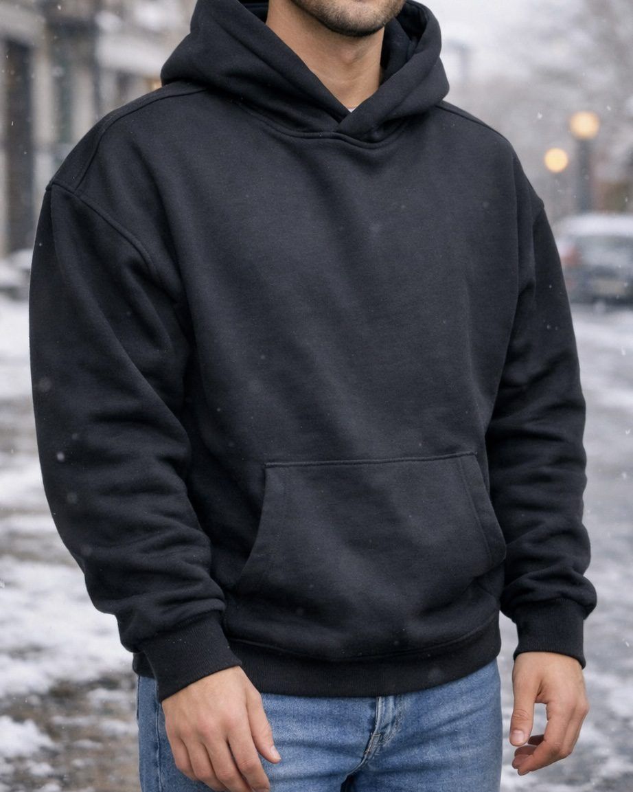 Oversized Silhouette Hoodie – Black gallery.thumbnail 2