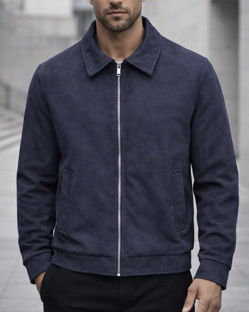 Suede Style Jacket – Navy Blue gallery.thumbnail 1