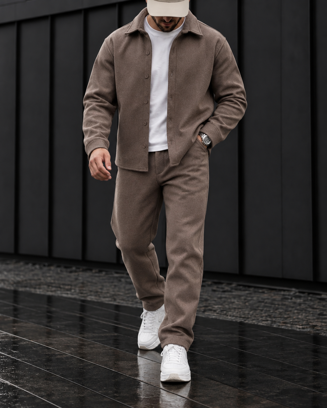 Taupe SET ME KËMISHË TË SIPËRME DHE PANTALLONA 1