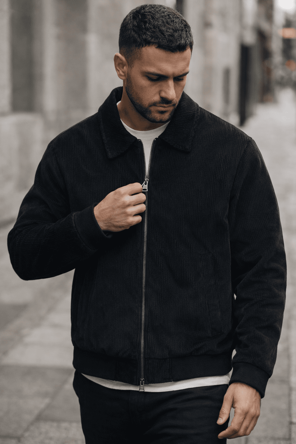 Corduroy Black Zip Jacket gallery.thumbnail 1