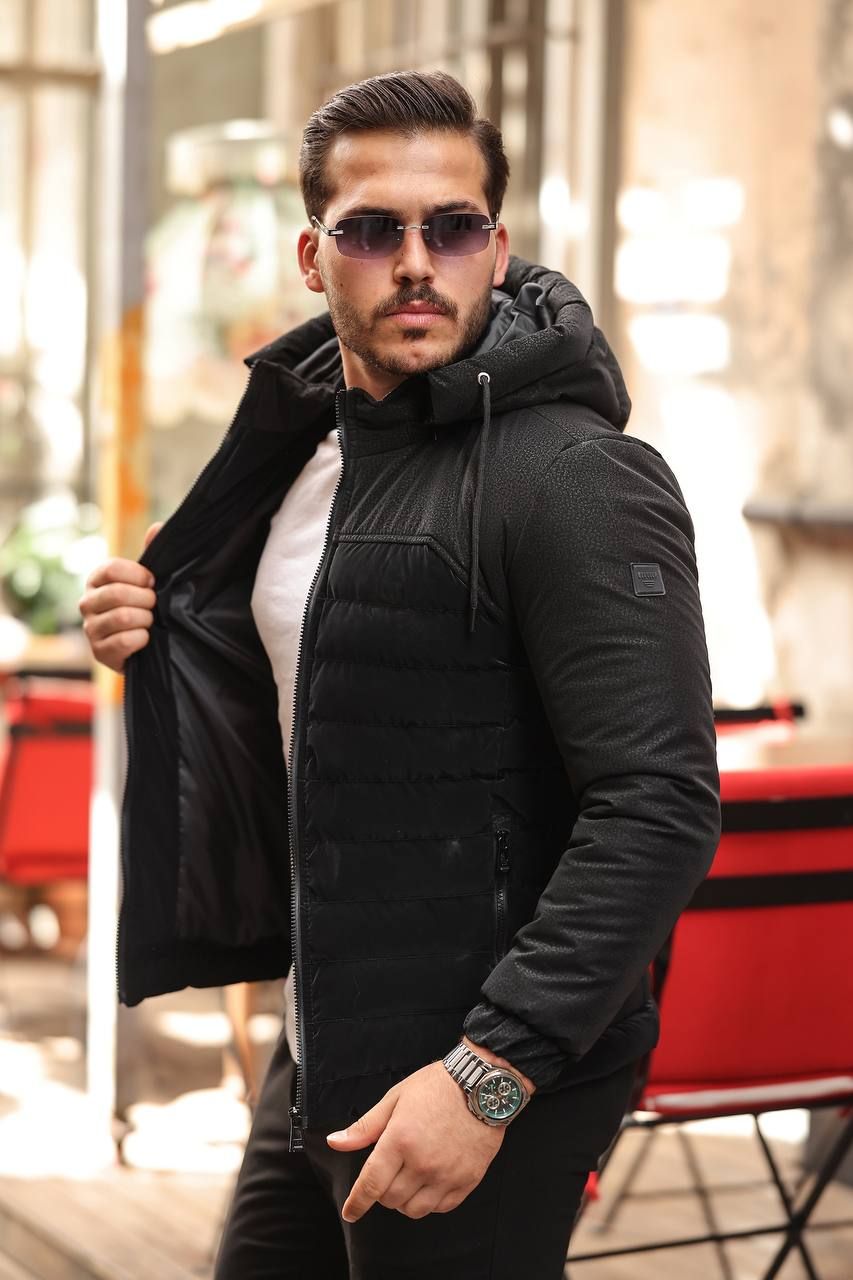 HYBRID PUFFER HOODIE – BLACK gallery.thumbnail 3
