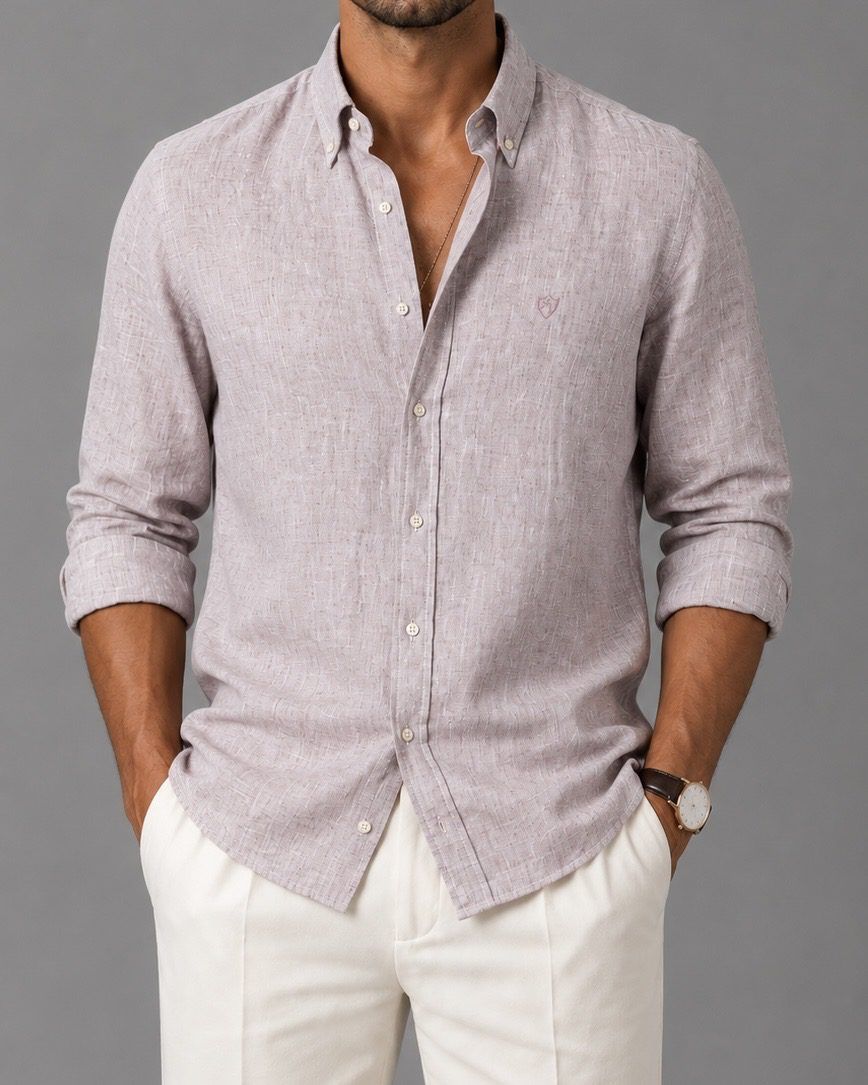 Linen Button-Down Shirt – Dusty Rose gallery.thumbnail 1