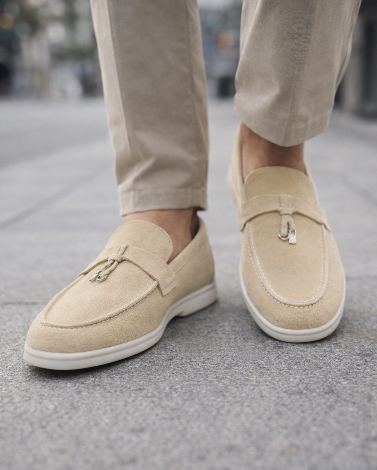 Suede Slip-On Loafers with Metal Detail – Camel gallery.thumbnail 4