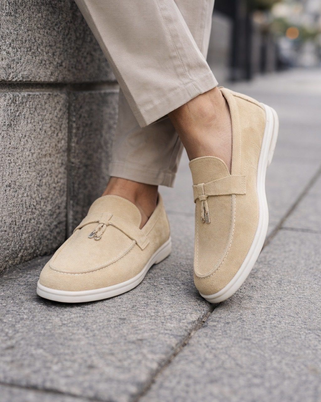 Suede Slip-On Loafers with Metal Detail – Camel gallery.thumbnail 5