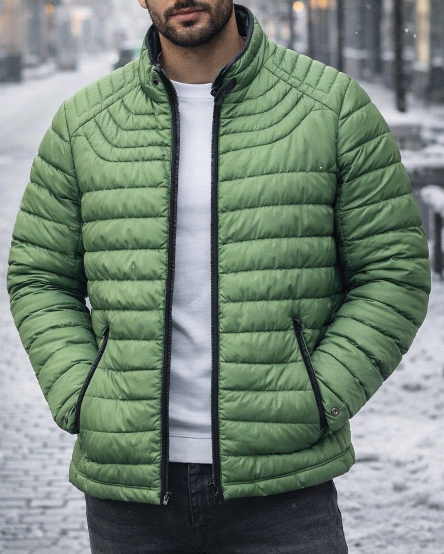 Green Quilted Lightweight Puffer Jacket gallery.thumbnail 1