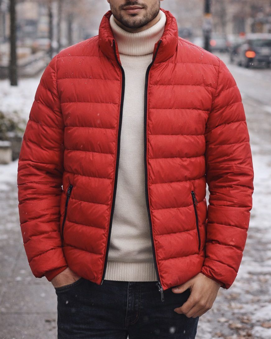 Red Quilted Puffer Winter Jacket gallery.thumbnail 2