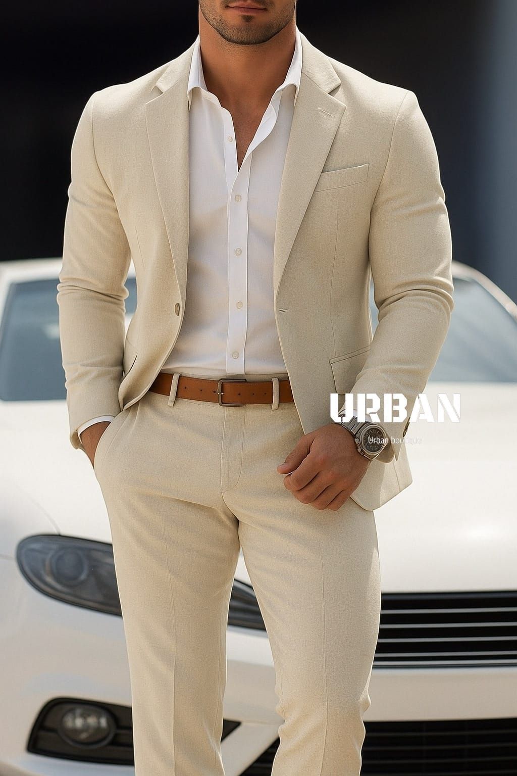 Beige Slim Fit Suit – Blazer & Trousers gallery.thumbnail 1