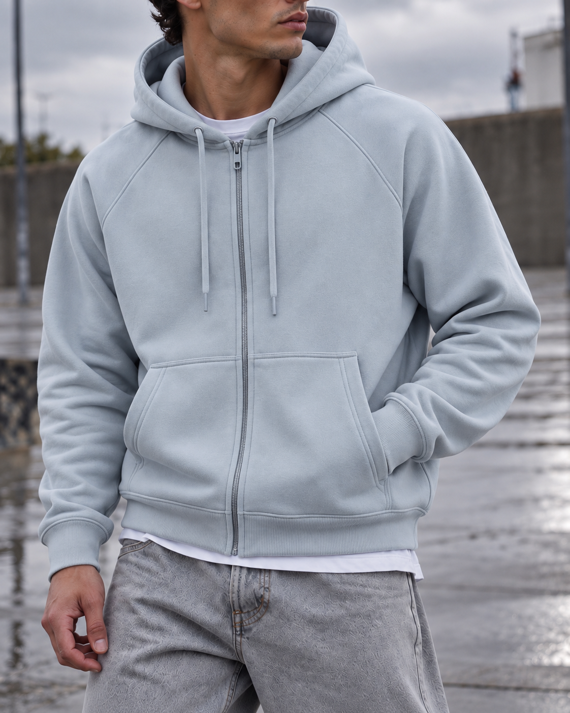 Ice Blue Essential Raglan Zip Hoodie 2