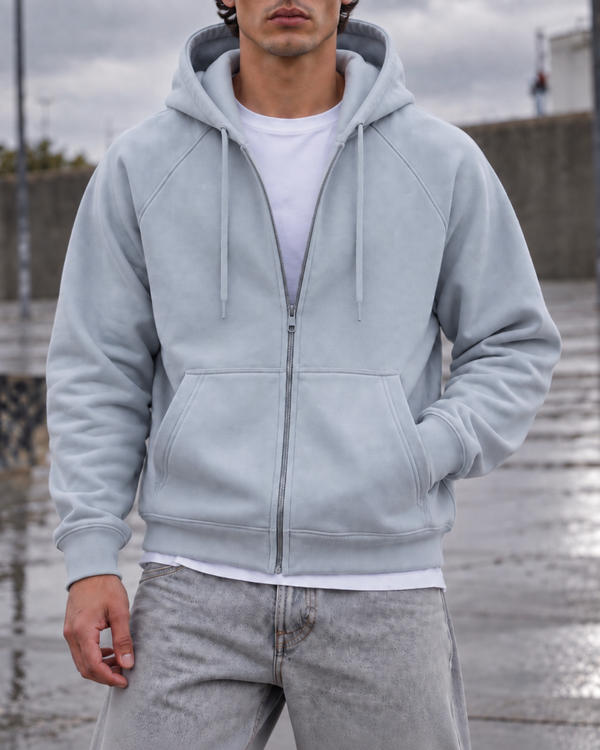 Ice Blue Essential Raglan Zip Hoodie