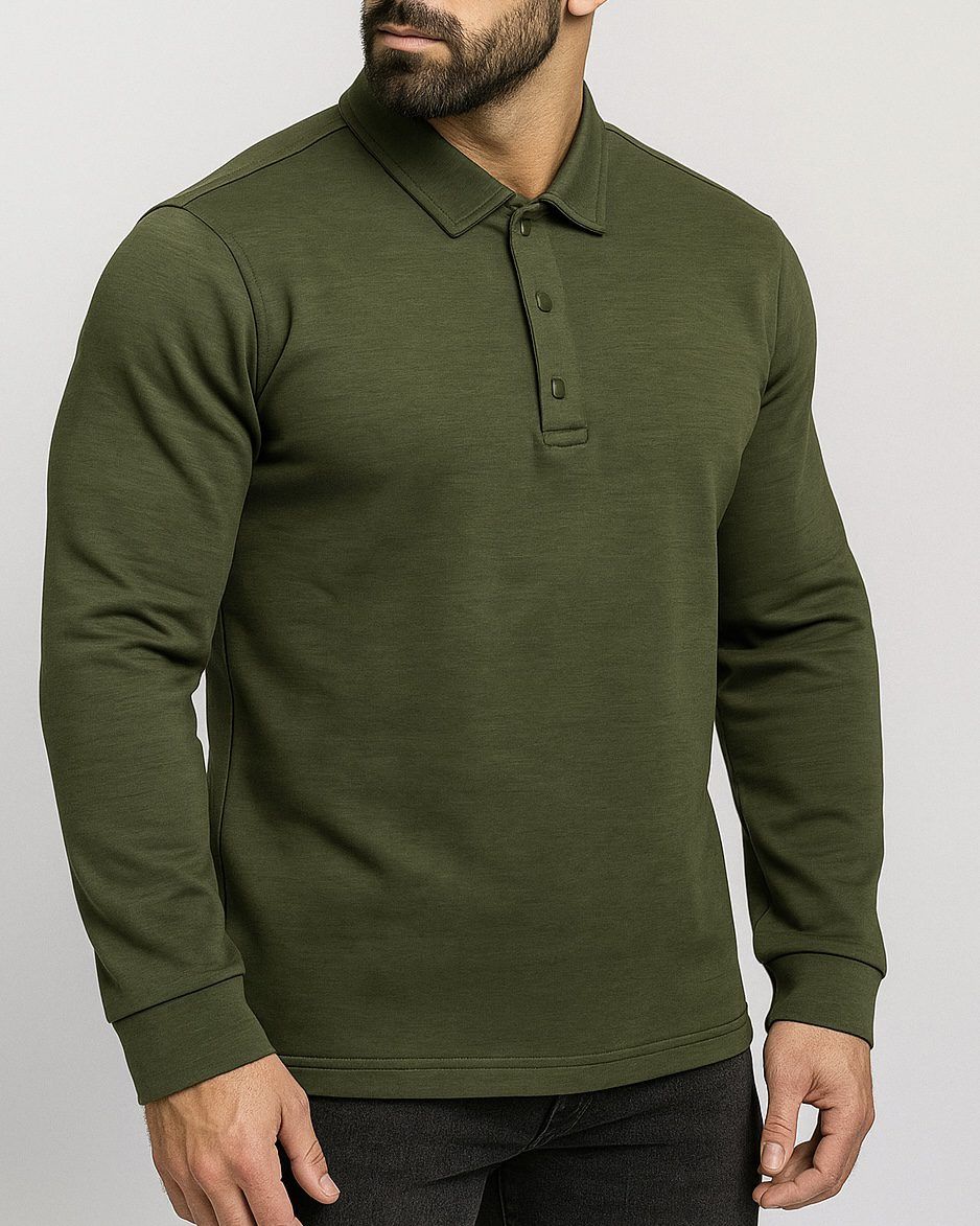 LONG-SLEEVE PREMIUM POLO – OLIVE gallery.thumbnail 2