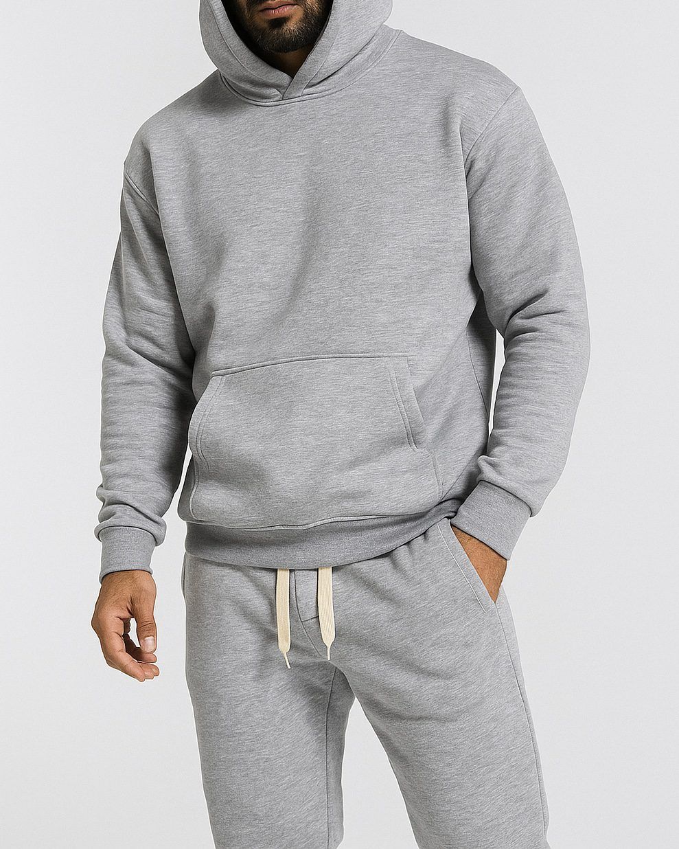 OVERSIZE LIGHT GREY HOODIE & JOGGERS SET 1