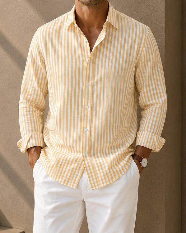 Yellow Striped Linen Shirt