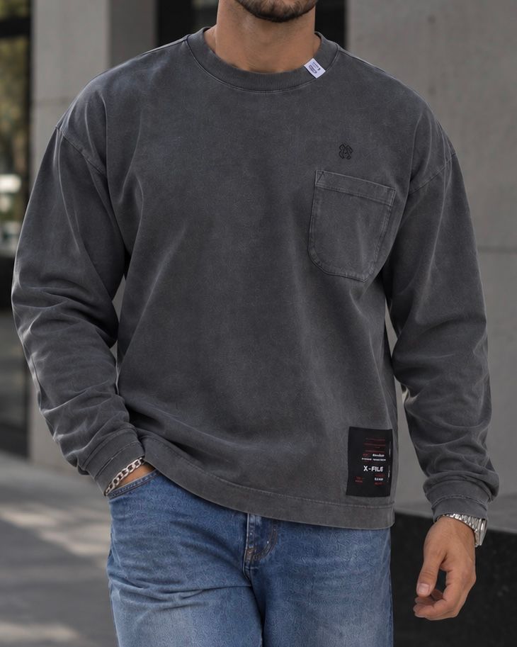 POCKET LONG-SLEEVE T-SHIRT – WASHED CHARCOAL gallery.thumbnail 2