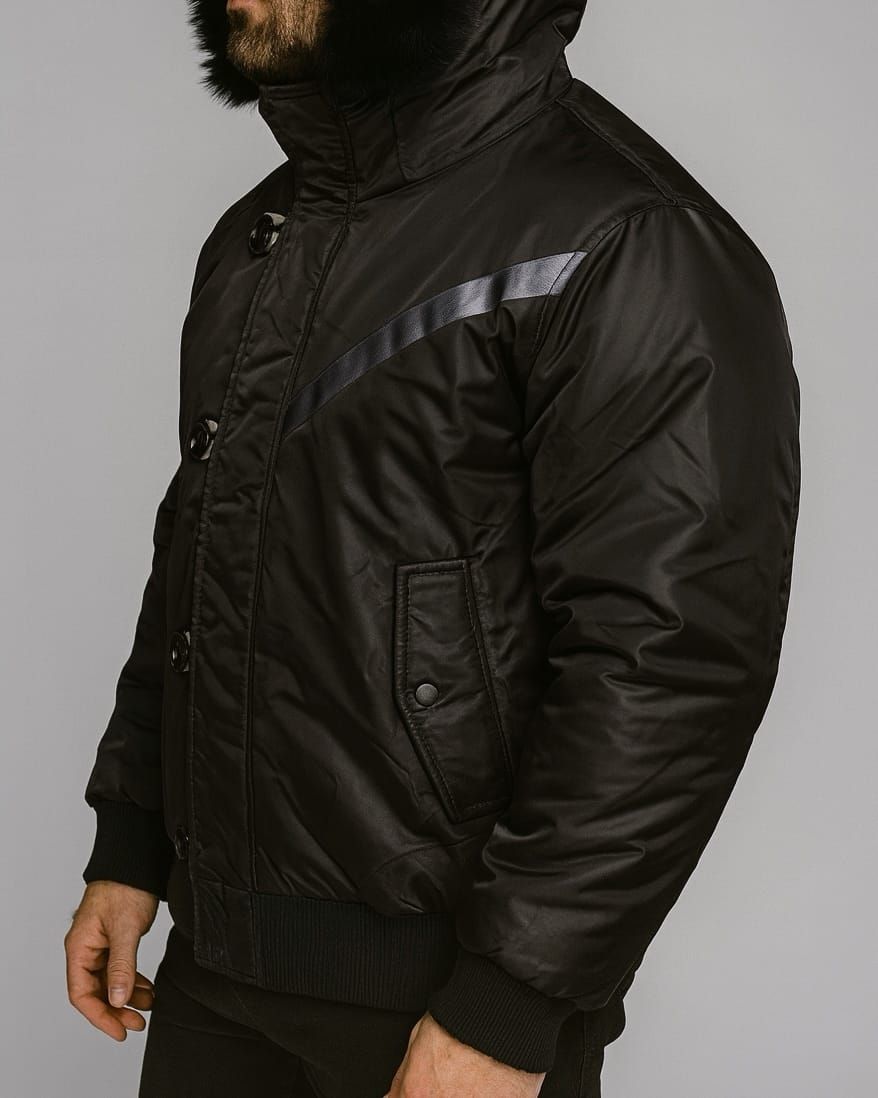 PADDED JACKET WITH FAUX FUR HOOD – BLACK gallery.thumbnail 2