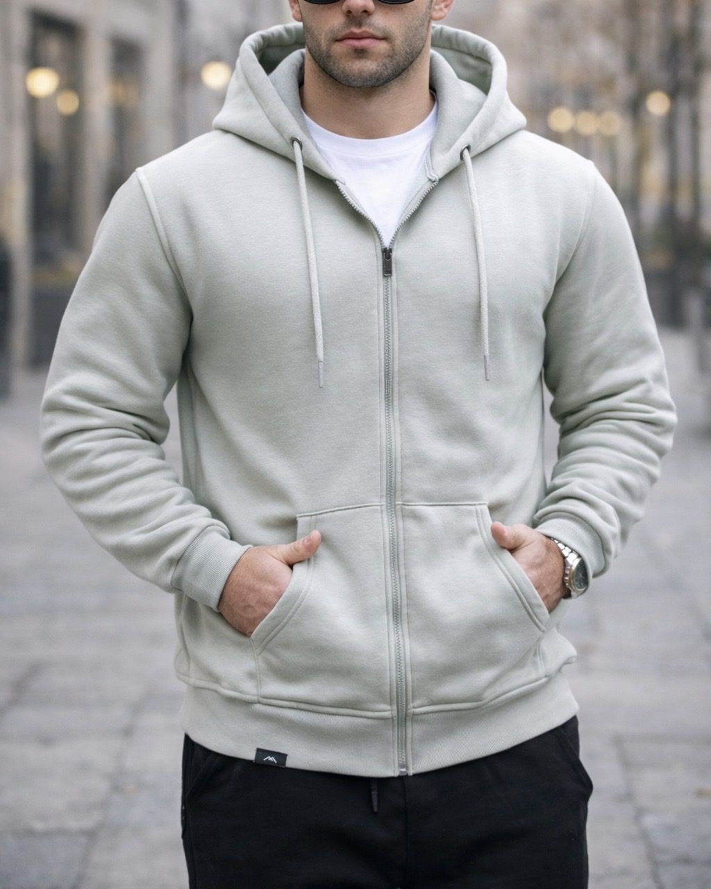 Zip-Up Hoodie – Sage Green / Light Green gallery.thumbnail 2