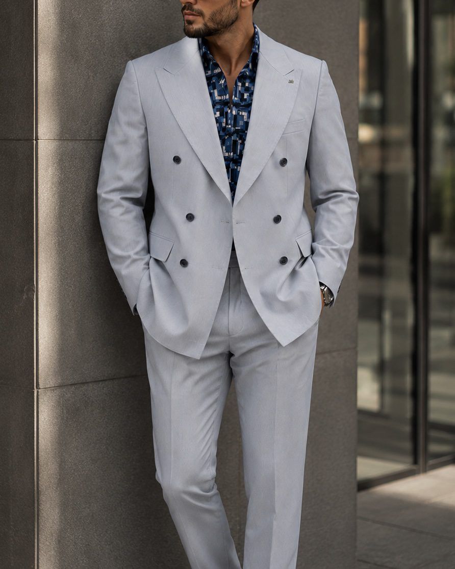 Double Breasted Suit Ice Blue gallery.thumbnail 3