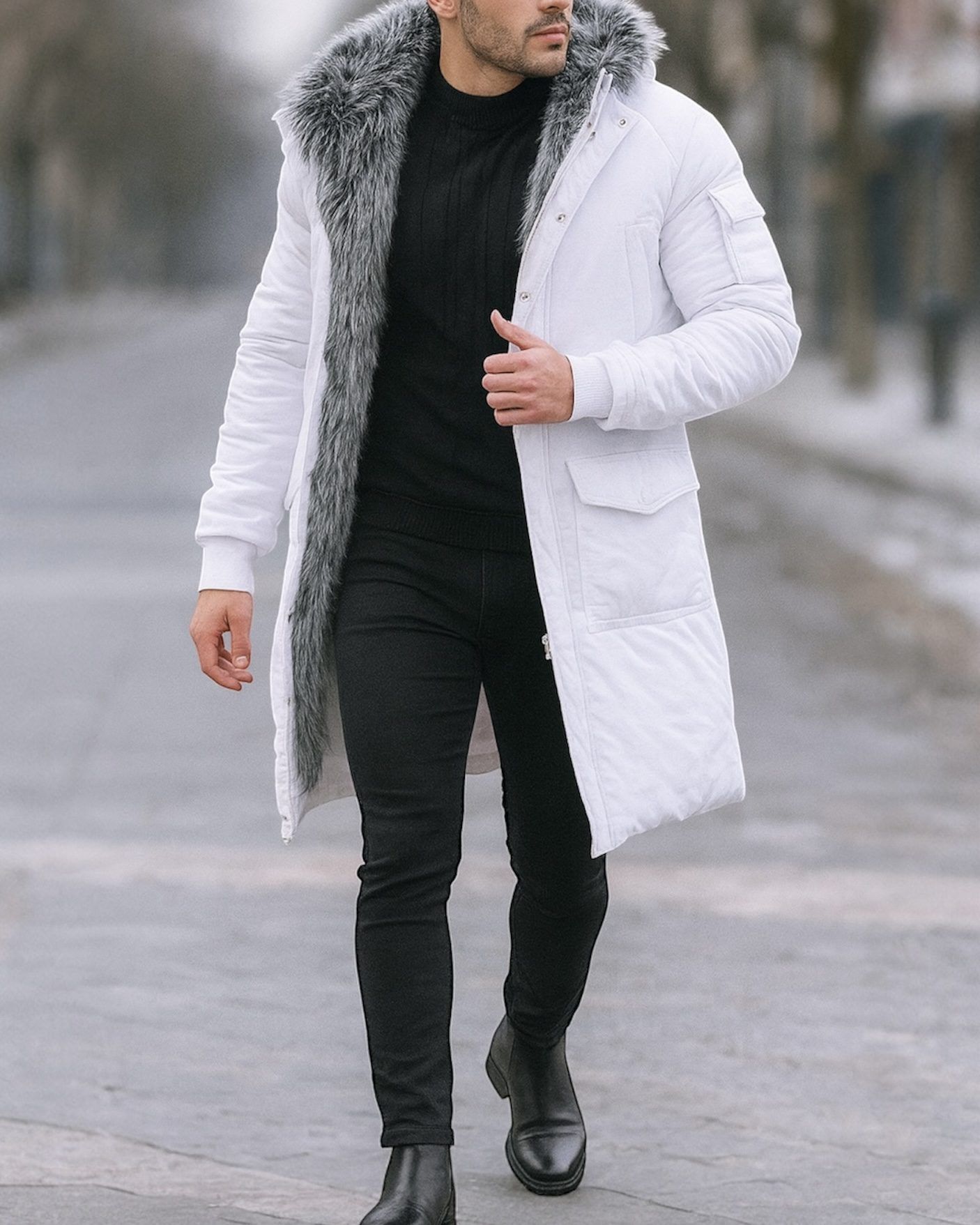 LUX LONG PARKA WITH FUR – WHITE gallery.thumbnail 1