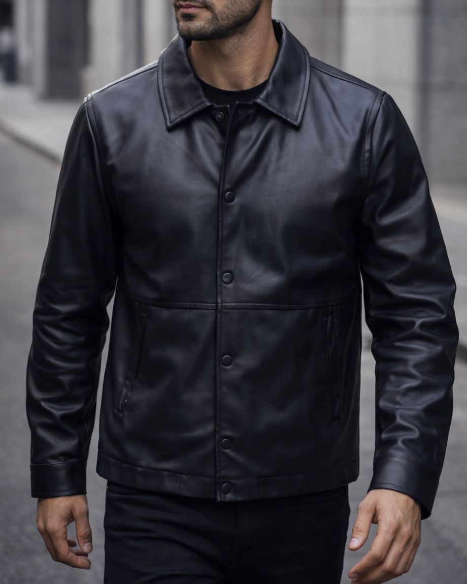 Black Leather Essential Jacket gallery.thumbnail 1