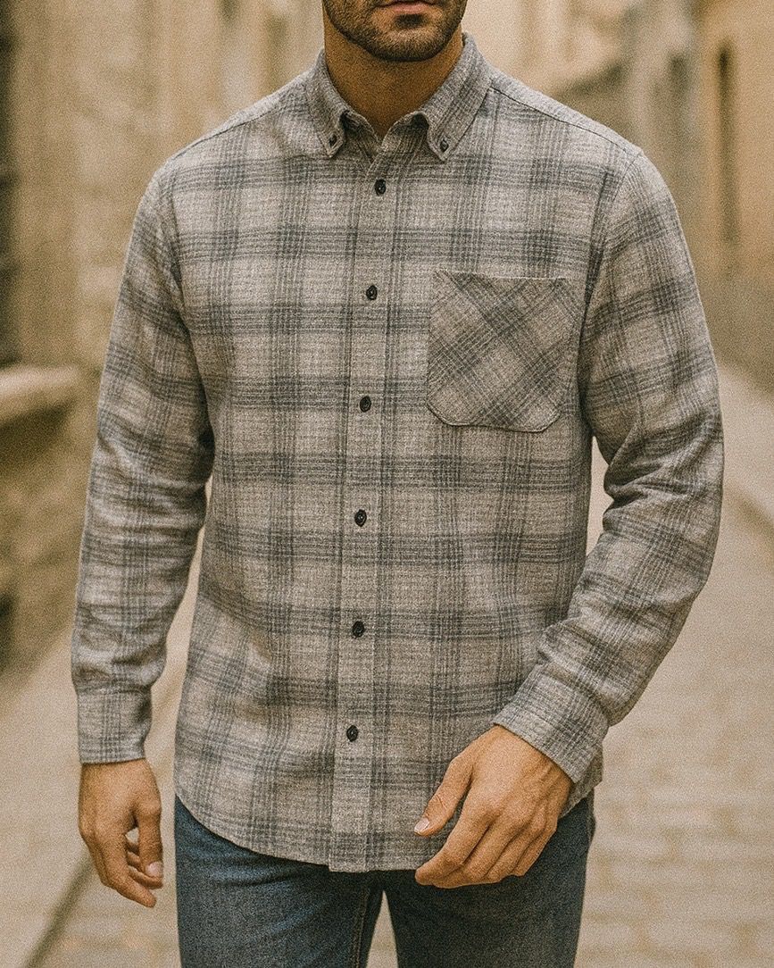 LIGHT GREY FLANNEL CHECK SHIRT gallery.thumbnail 1