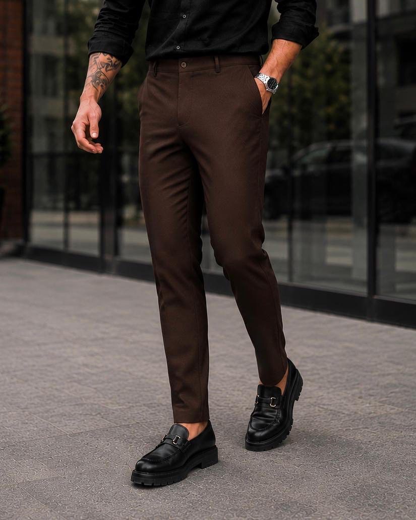 Tailored Essential Trousers – Dark Brown gallery.thumbnail 3