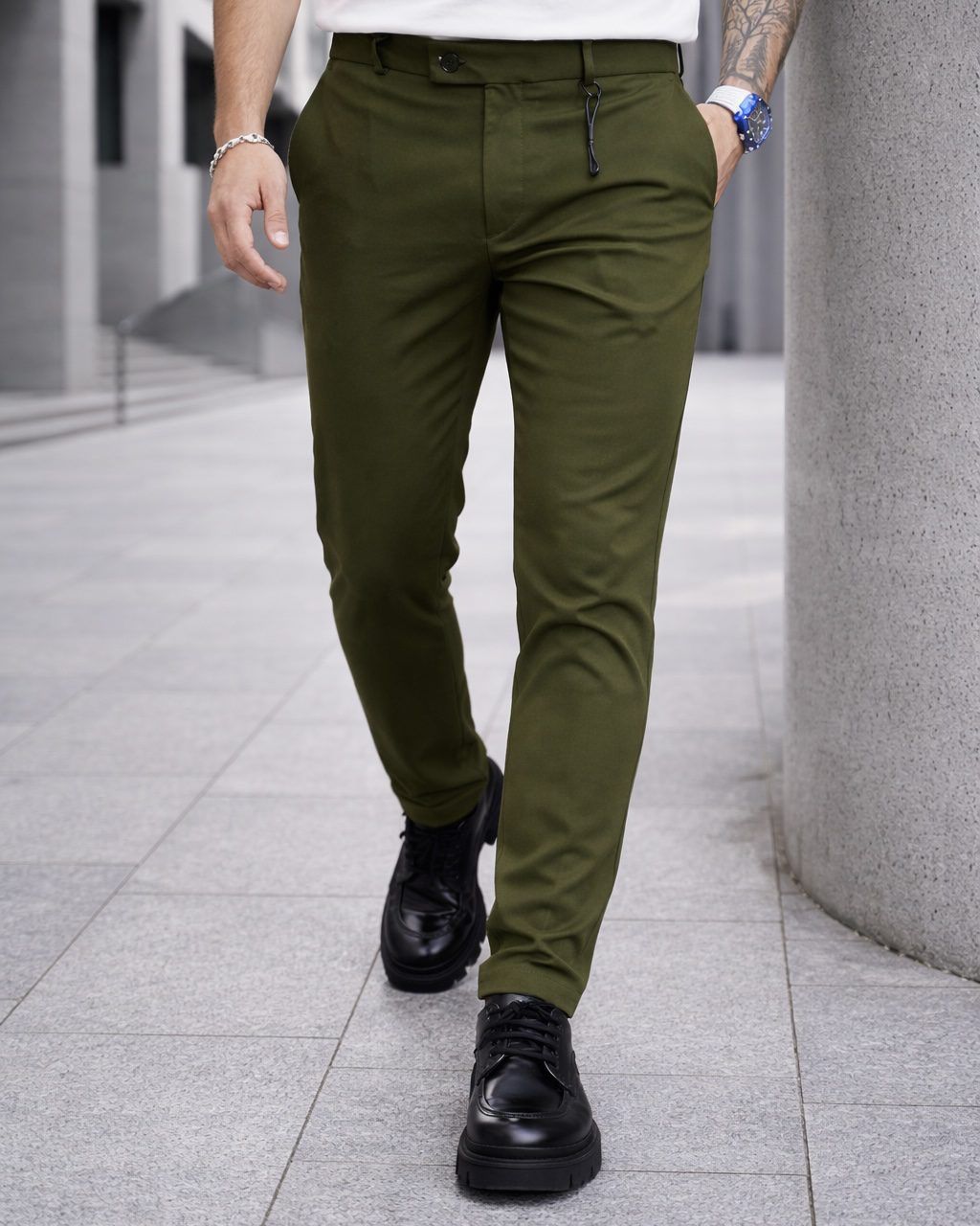 Olive Green Tailored Pants gallery.thumbnail 1