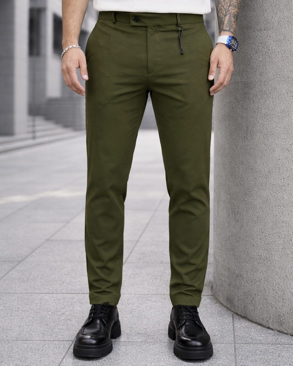 Olive Green Tailored Pants gallery.thumbnail 2