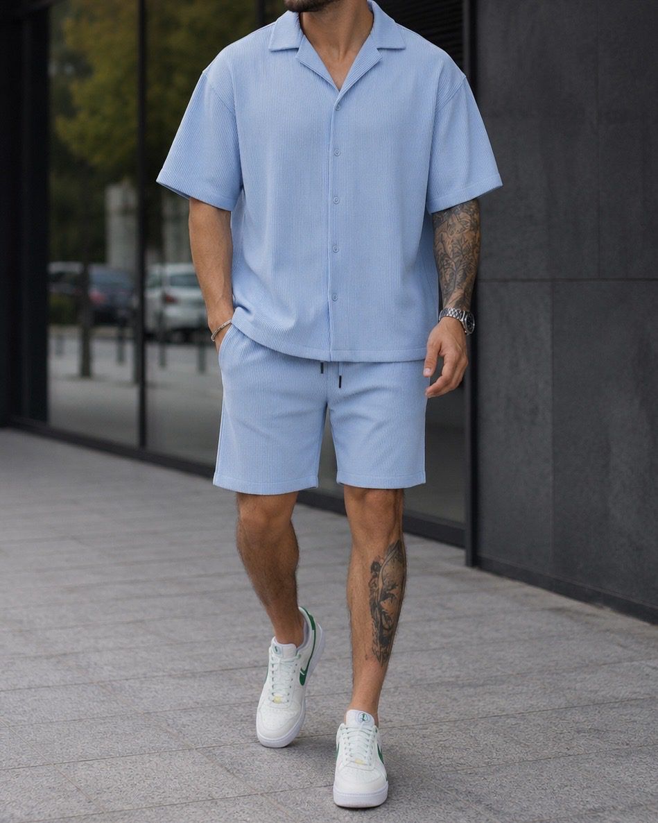 Light Blue Ribbed Summer Set 1