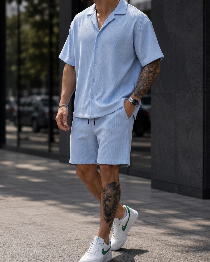 Light Blue Ribbed Summer Set gallery.thumbnail 2