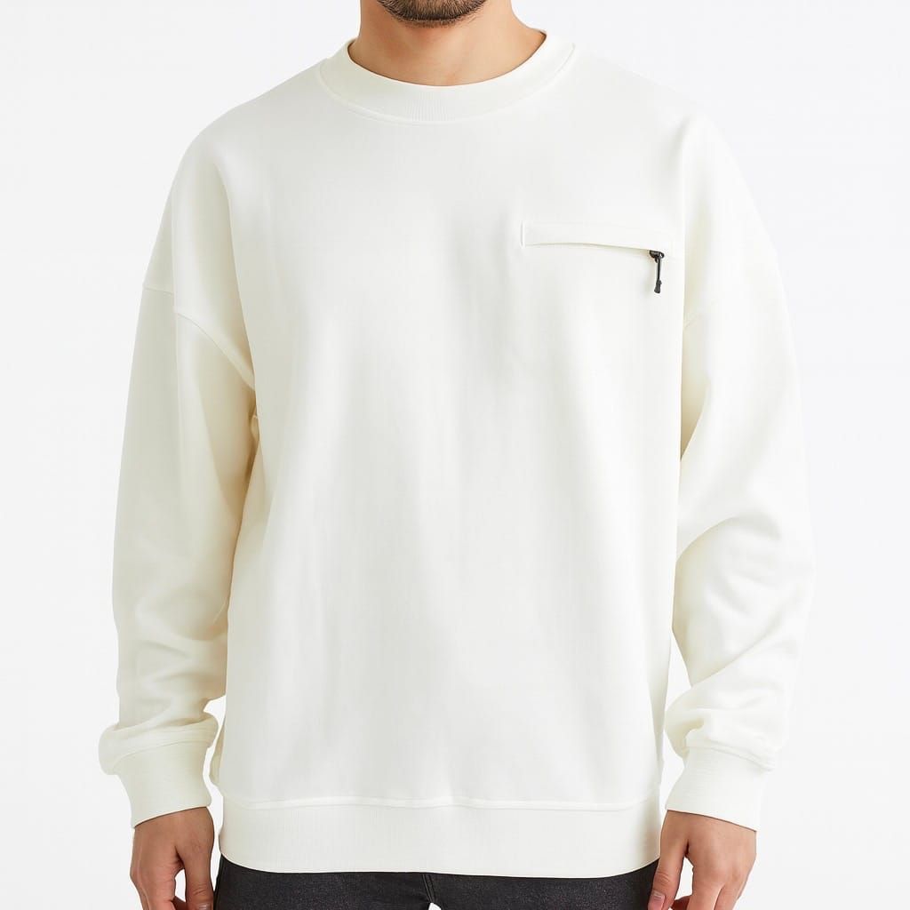 White Zip-Pocket Sweatshirt gallery.thumbnail 1