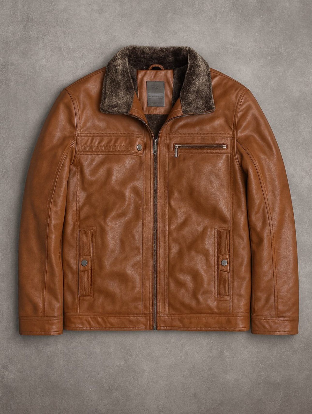 Luxury Shearling Leather Jacket – Cognac Brown gallery.thumbnail 4