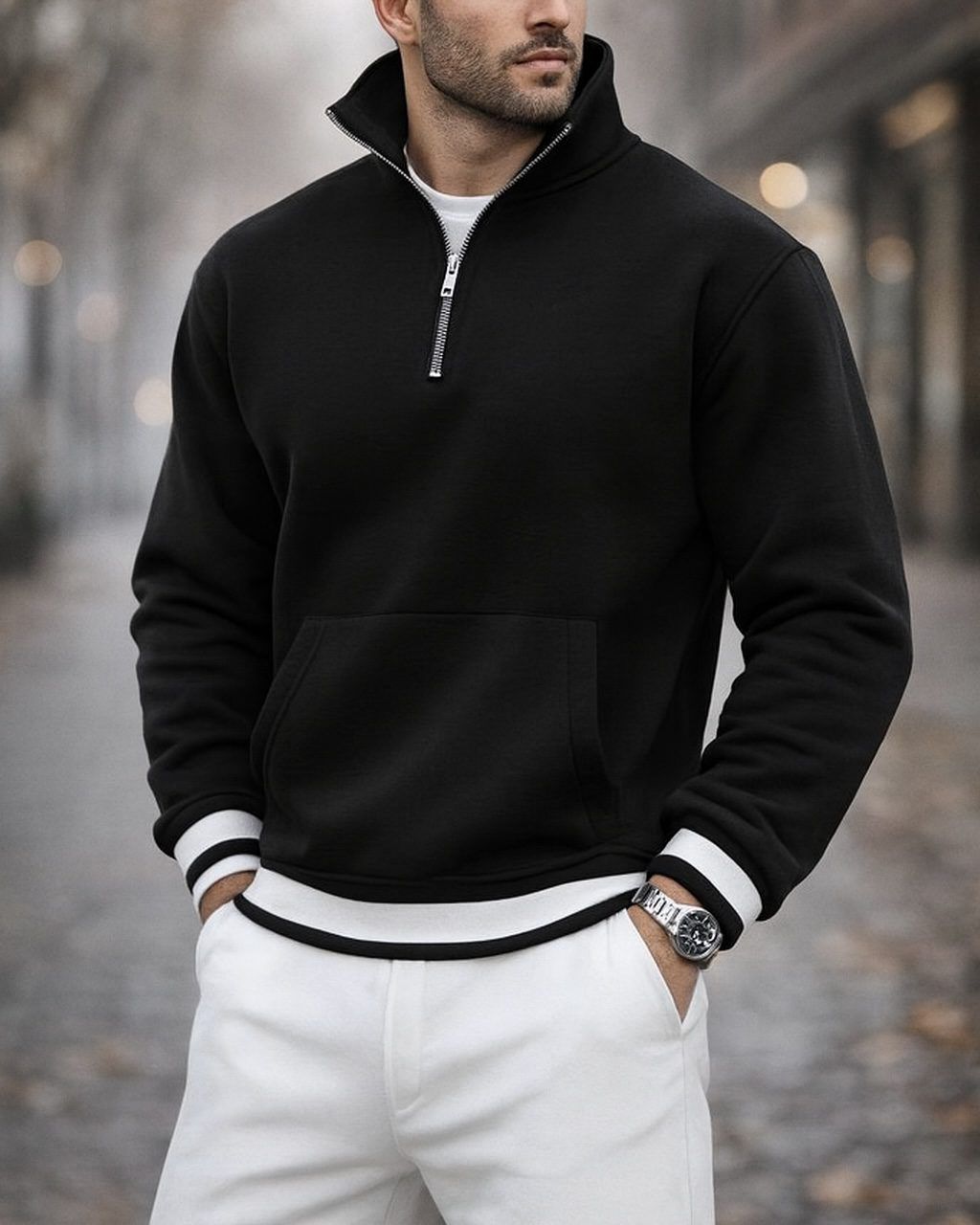 BLACK HALF-ZIP SWEATSHIRT gallery.thumbnail 2