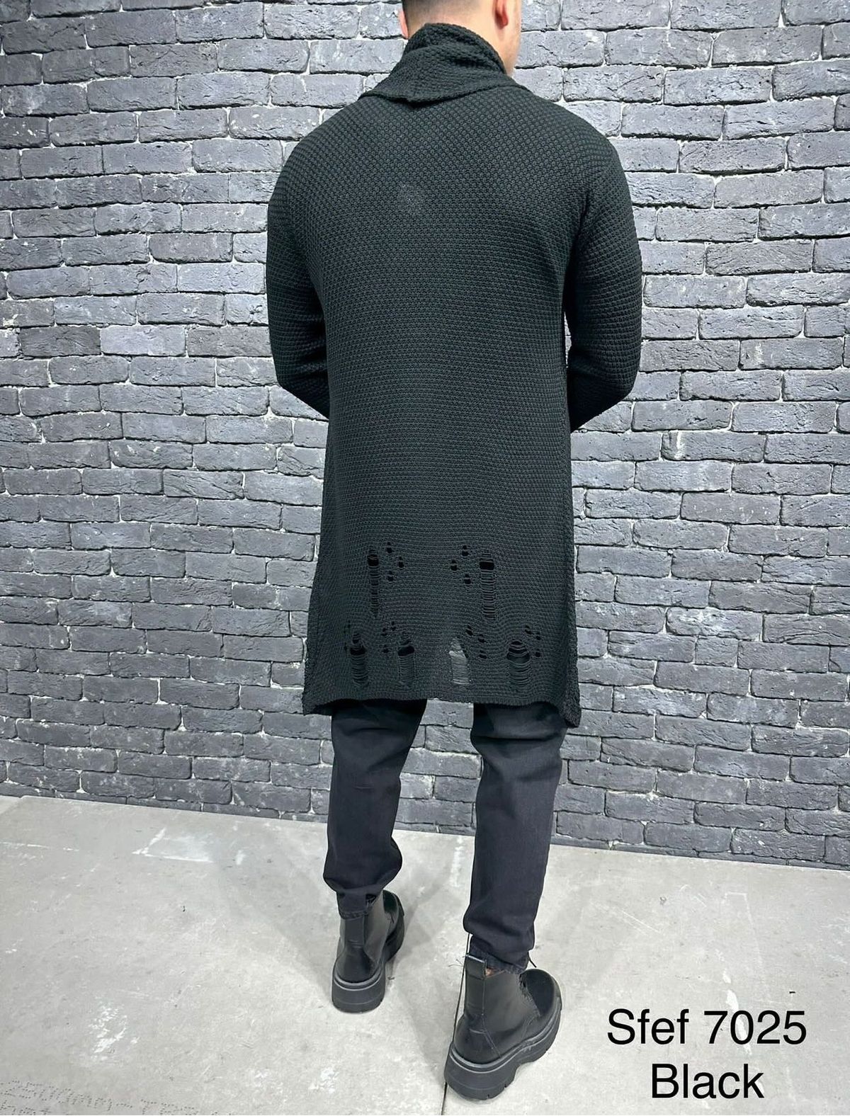 LONG KNITTED CARDIGAN “STEF 7025” – BLACK 2