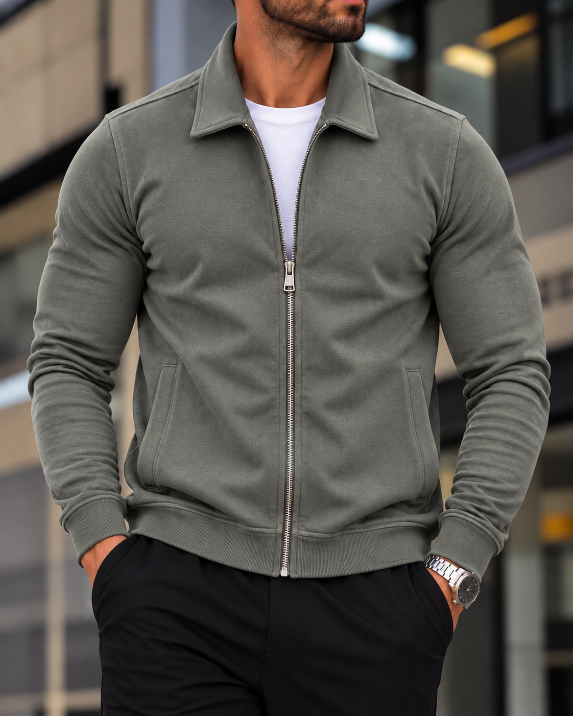 Green Collared Zip Sweatshirt 1