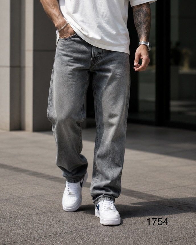 Grey Washed Baggy Jeans 1
