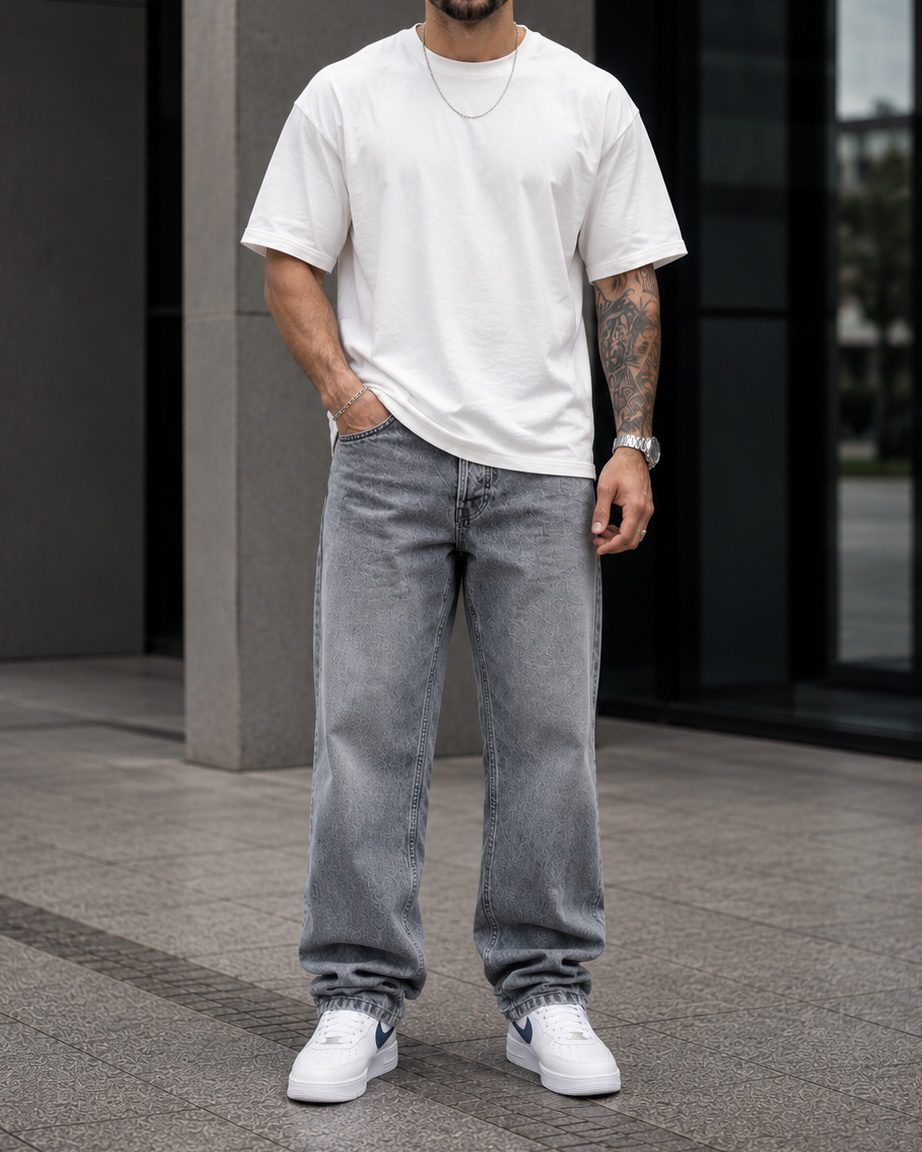 Grey Washed Baggy Jeans gallery.thumbnail 2