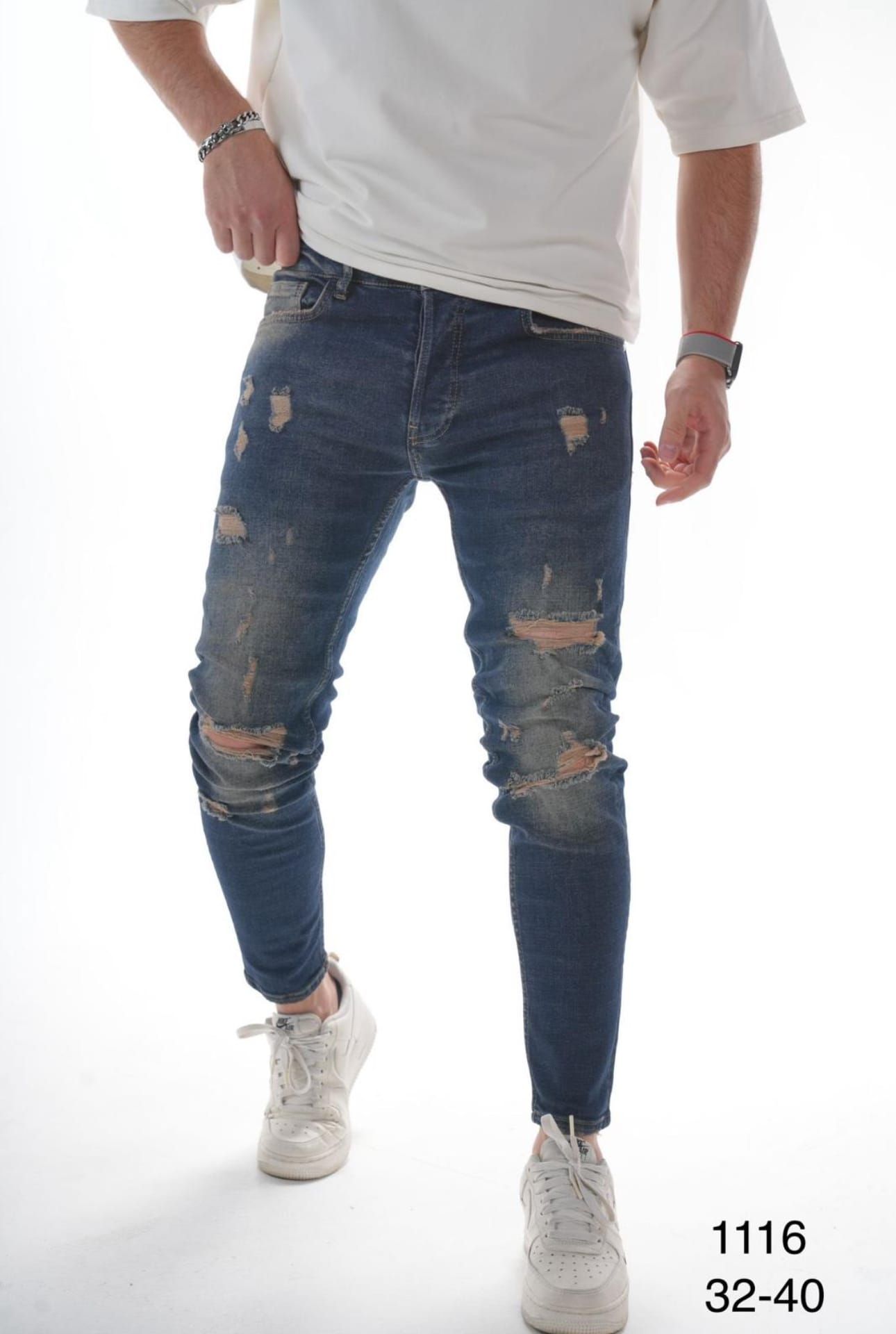 Mid Blue Distressed Jeans gallery.thumbnail 1