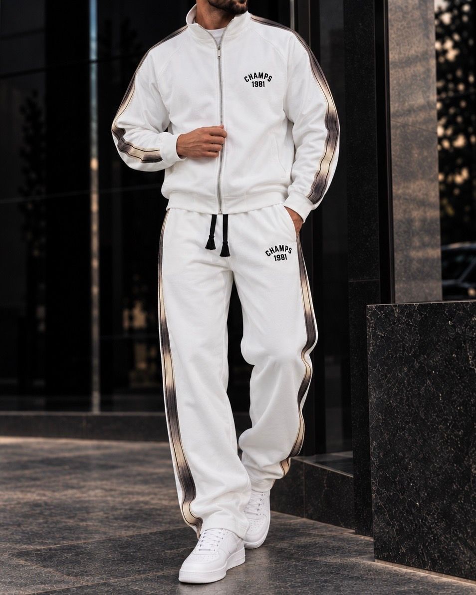 White Gradient Stripe Tracksuit Set gallery.thumbnail 3