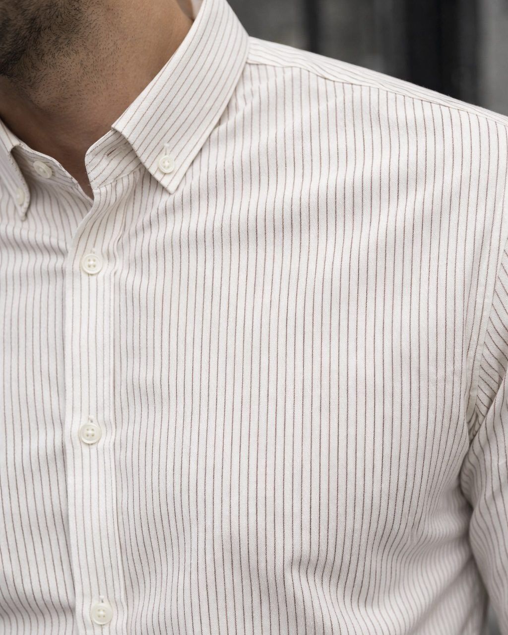 White Shirt with Light Brown Pinstripes gallery.thumbnail 2