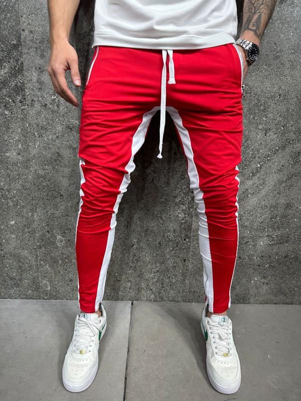 Red Side Panel Zip Joggers