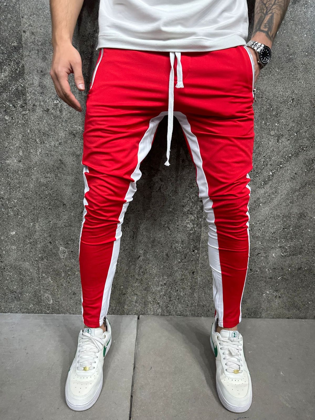 Red Side Panel Zip Joggers 1