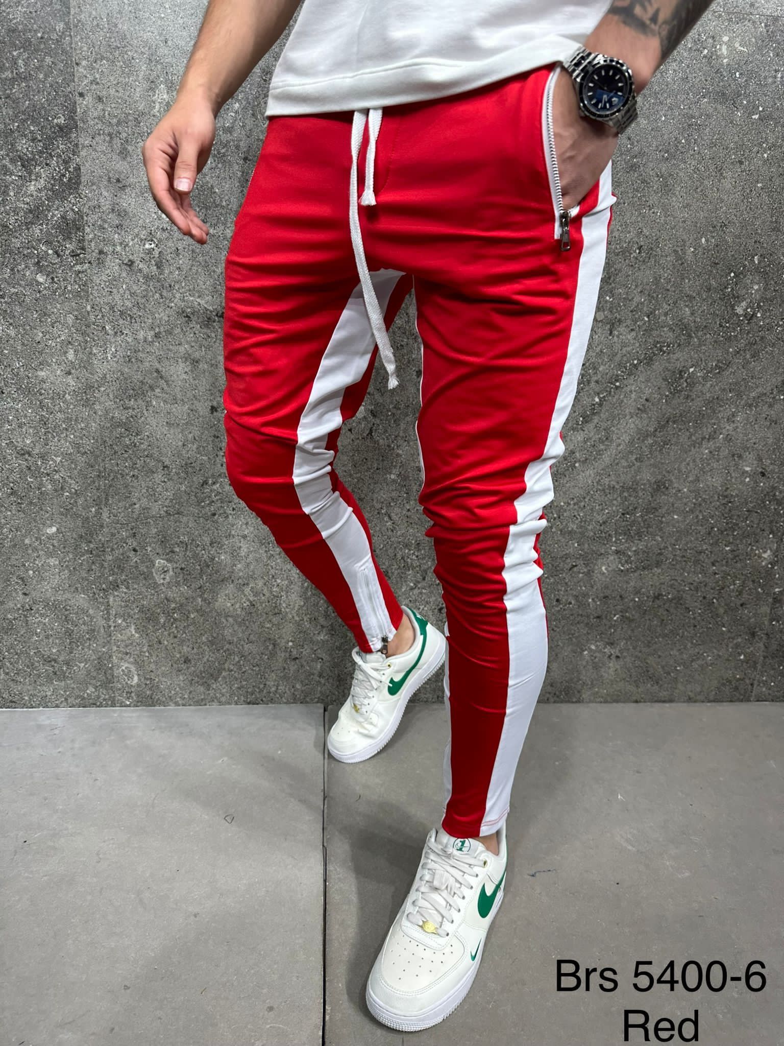 Red Side Panel Zip Joggers gallery.thumbnail 2