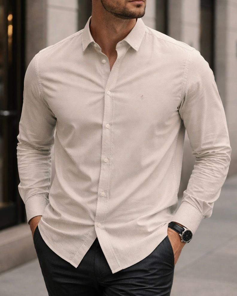 Classic Texture Shirt – Beige gallery.thumbnail 1