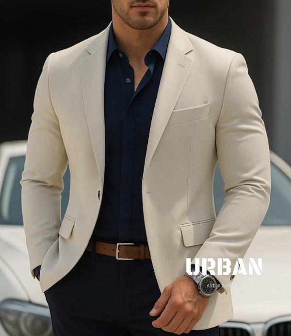 Beige Slim Fit Blazer