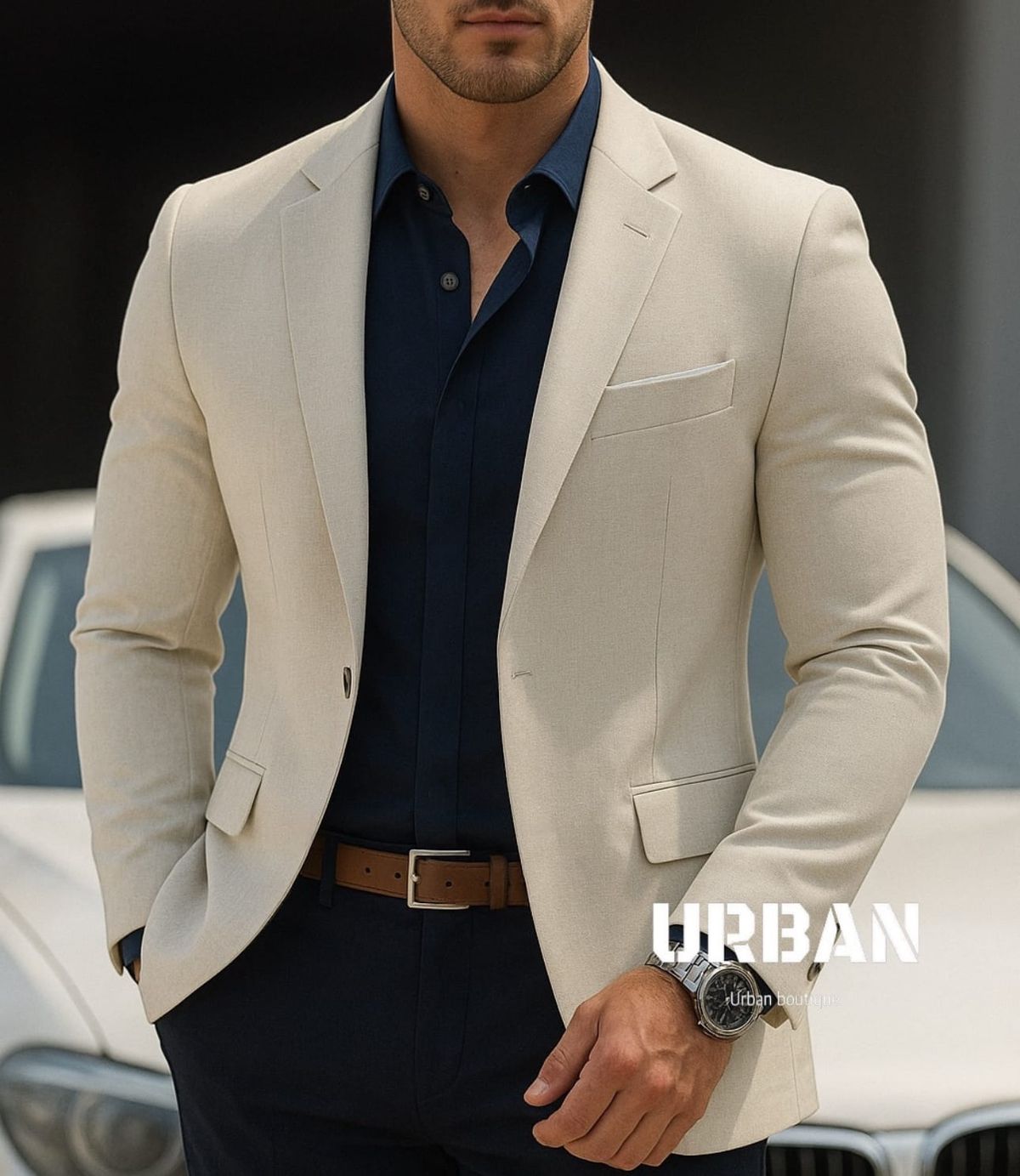 Beige Slim Fit Blazer 1