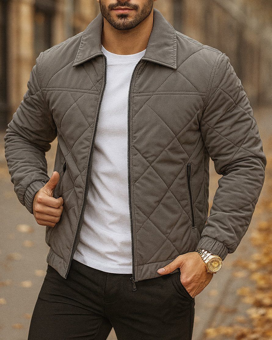 Dark Grey Quilted Jacket gallery.thumbnail 1