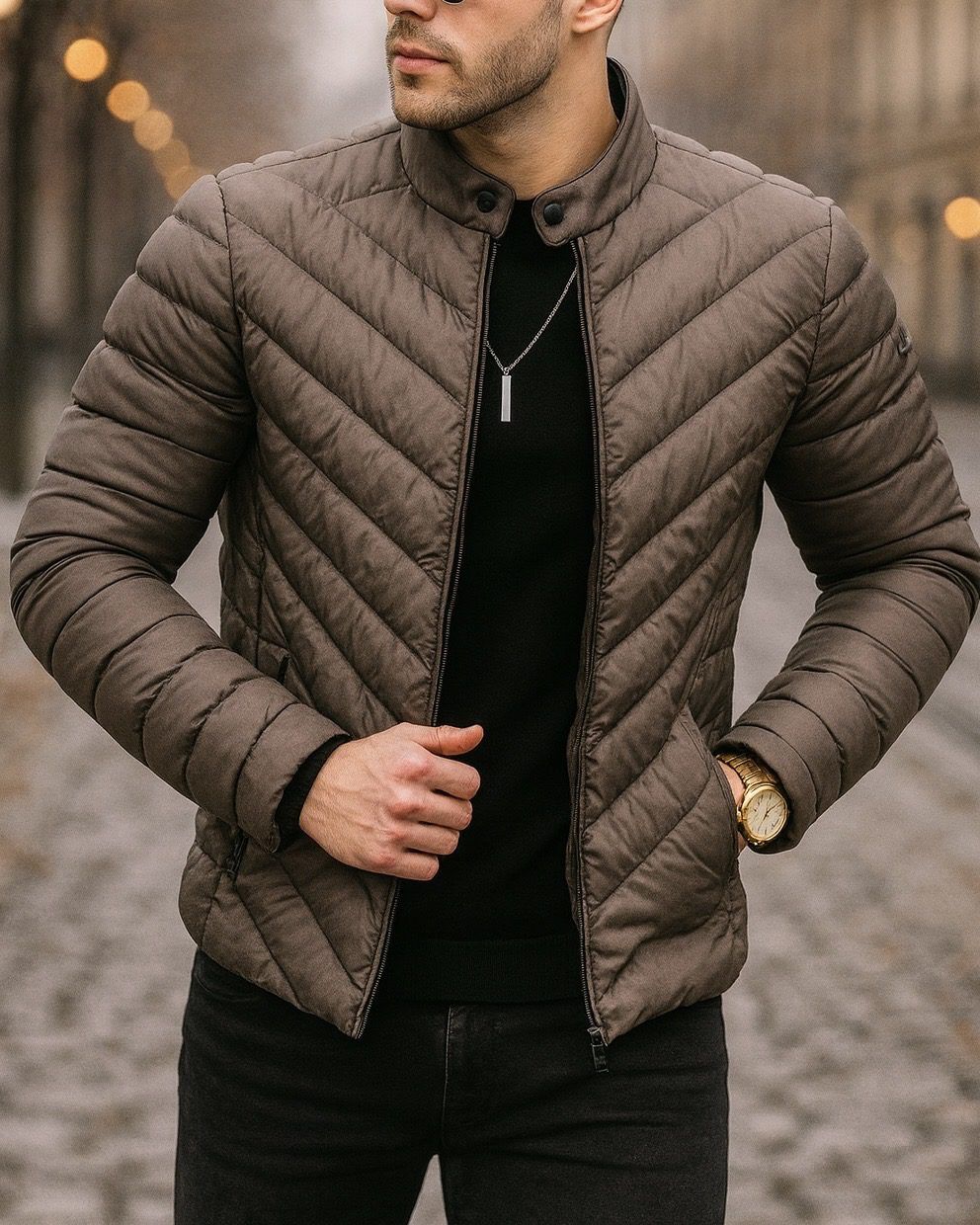 QUILTED JACKET – BROWN gallery.thumbnail 2