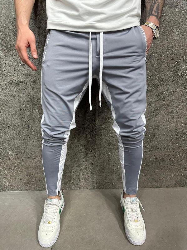 Light Grey Side Panel Zip Joggers