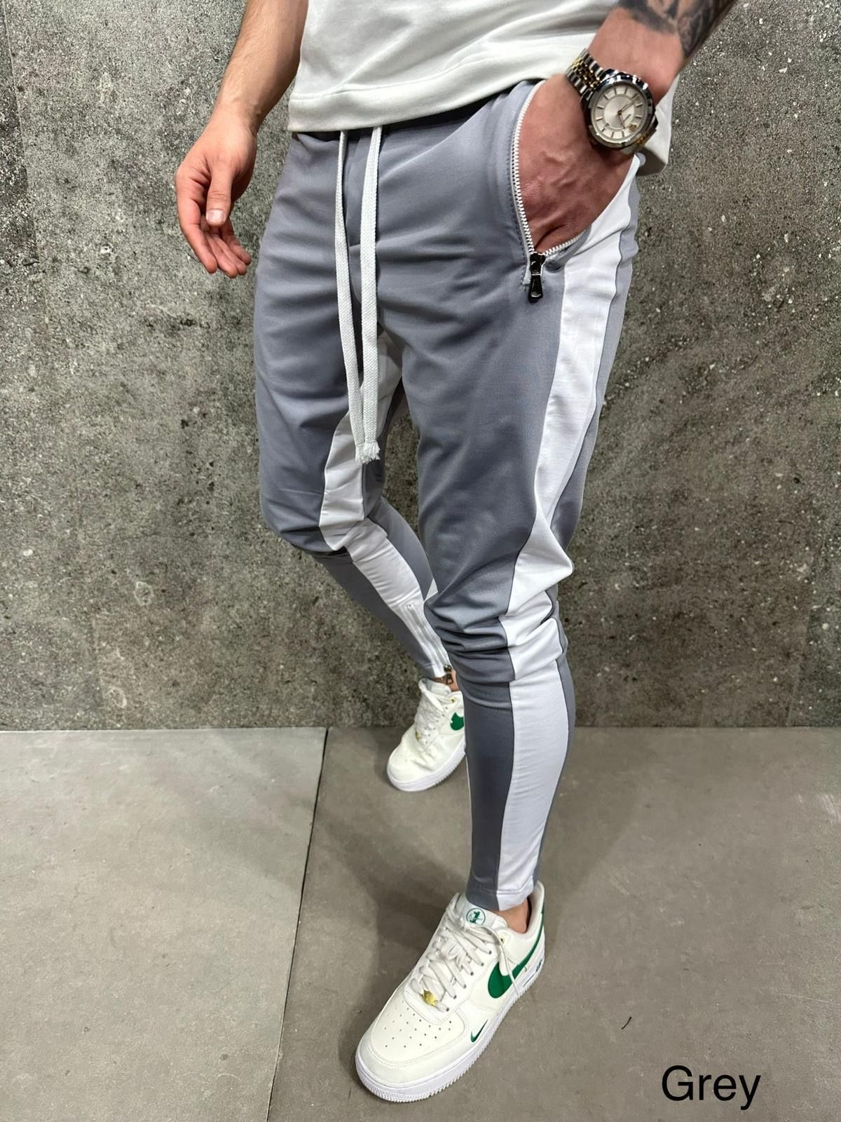 Light Grey Side Panel Zip Joggers gallery.thumbnail 2